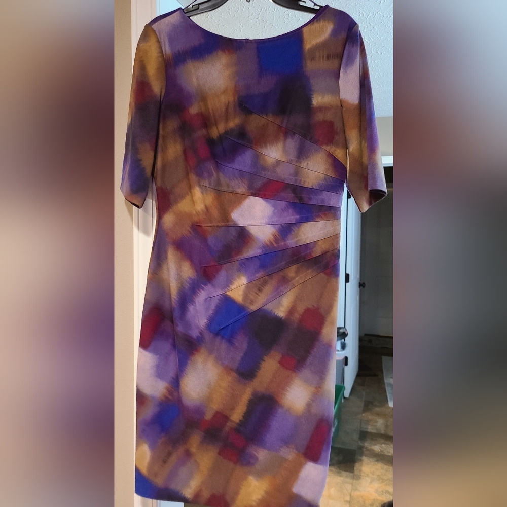 London Times purple multi body con 12 dress
